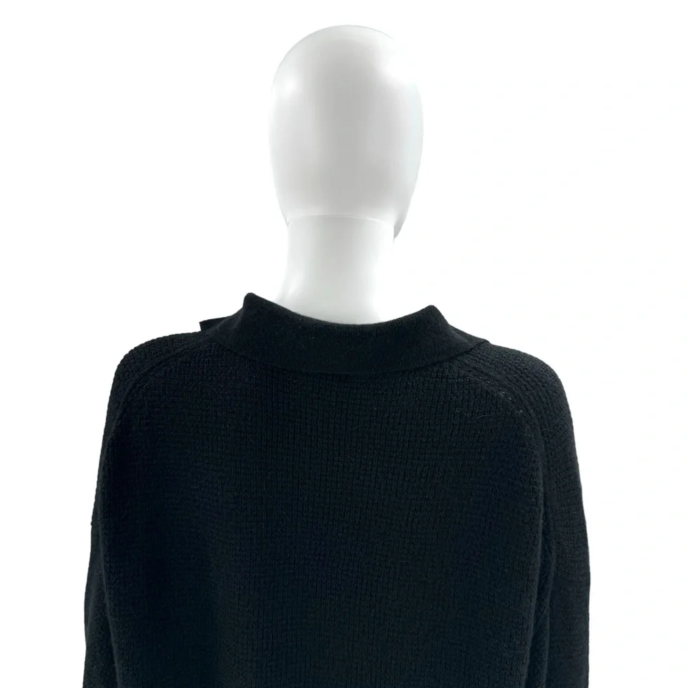 Quince | NEW Baby Alpaca-Wool Waffle Stitch Polo Sweater in Black Size XL - Picture 8 of 11